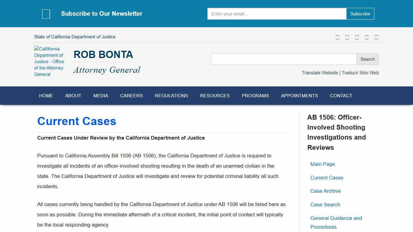 Current Cases State of California - Department of Justice - Office of the Attorney General